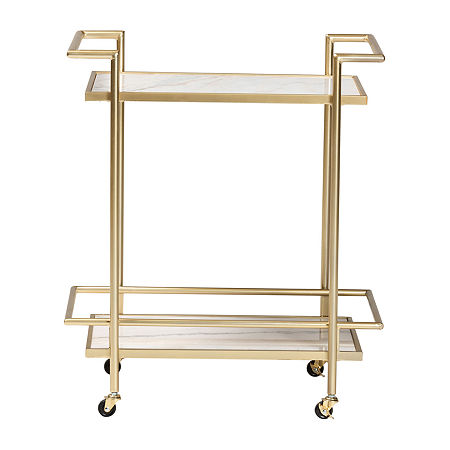 Louise Metal-Top Serving Cart, One Size, Yellow