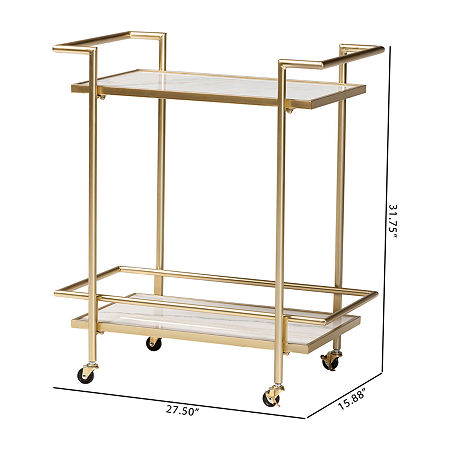 Louise Metal-Top Serving Cart, One Size, Yellow