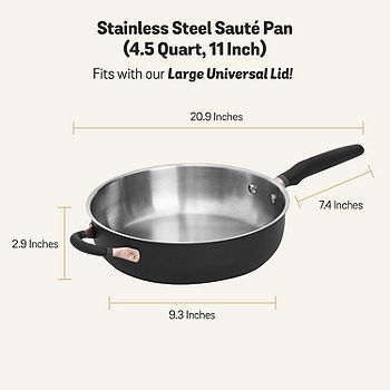 Meyer Accent Series 4.5qt Stainless Steel Saute Pan ,Black
