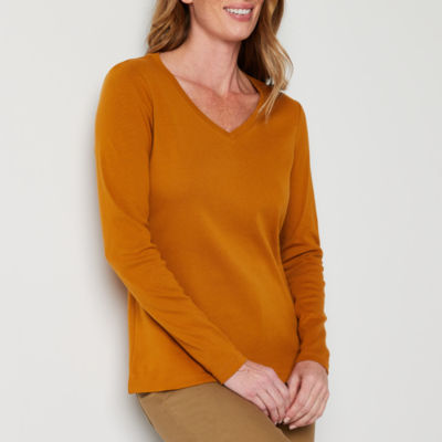 St. John's Bay Womens V Neck Long Sleeve T-Shirt
