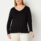 new!Alfred Dunner Classics Womens Plus Crew Neck 3/4 Sleeve T