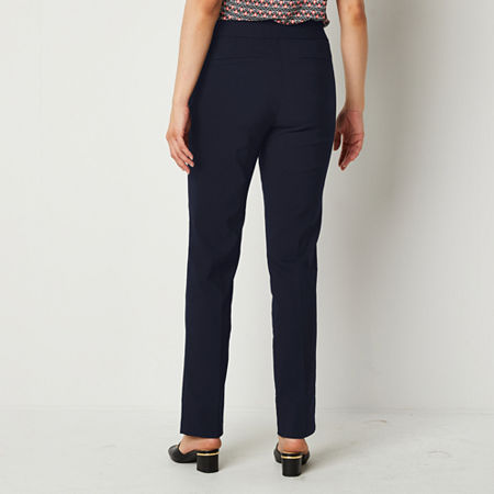 Liz Claiborne Lisa Straight Fit Straight Trouser, 6 Petite, Blue