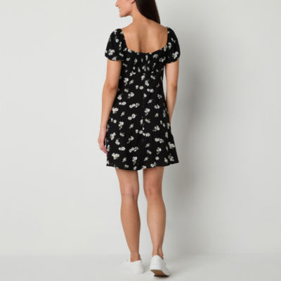 by&by Short Sleeve Floral A-Line Dress Juniors