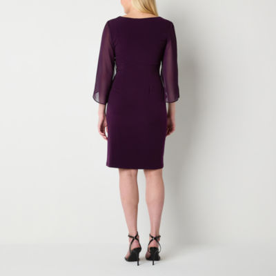 Connected Apparel 3/4 Split Sleeve Sheath Dress