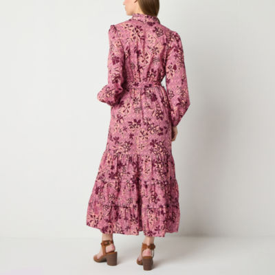 Ryegrass Long Sleeve Beaded Floral Maxi Dress
