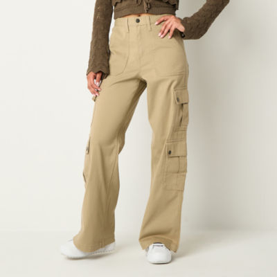 Arizona Womens High Rise Stretch Fabric Straight Cargo Pant