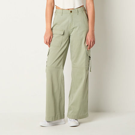 Arizona Womens Low Rise Straight Cargo Pant-Juniors, 22, Green