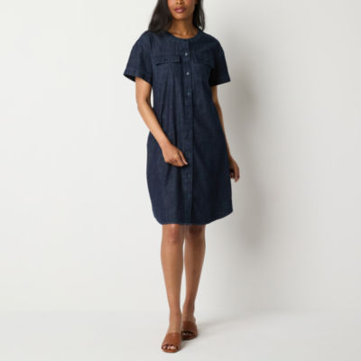 Liz Claiborne Womens Short Sleeve Shirt Dress