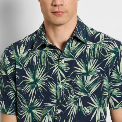 Van Heusen Mens Regular Fit Short Sleeve Floral Button-Down Shirt