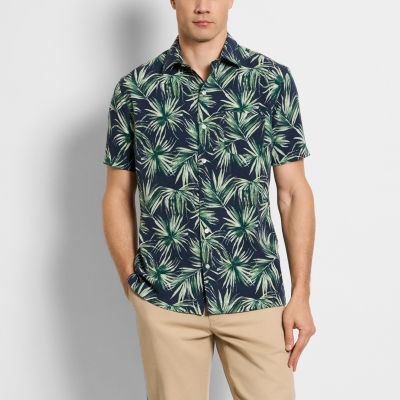 Van Heusen Mens Regular Fit Short Sleeve Floral Button-Down Shirt