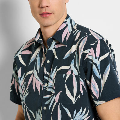 Van Heusen Mens Regular Fit Short Sleeve Floral Button-Down Shirt