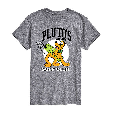 Mens Short Sleeve Pluto Graphic T-Shirt, Large, Gray