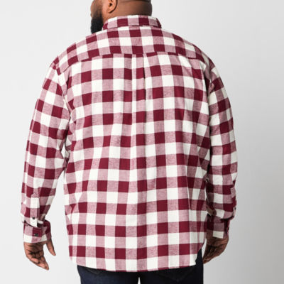 St. John's Bay Big and Tall Mens Easy-on + Easy-off Adaptive Classic Fit Long Sleeve Flannel Shirt