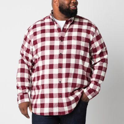 St. John's Bay Big and Tall Mens Easy-on + Easy-off Adaptive Classic Fit Long Sleeve Flannel Shirt