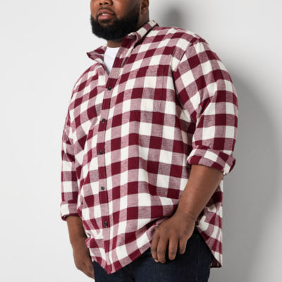 St. John's Bay Big and Tall Mens Easy-on + Easy-off Adaptive Classic Fit Long Sleeve Flannel Shirt