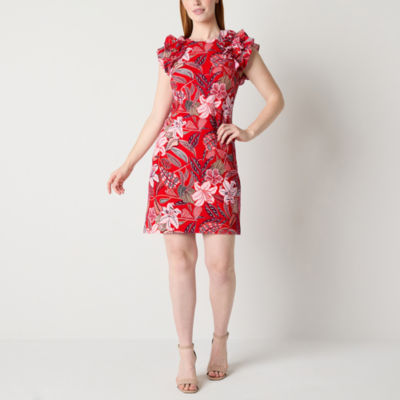 Jessica Howard Short Sleeve Sheath Dress, Color Poppy Multi JCPenney
