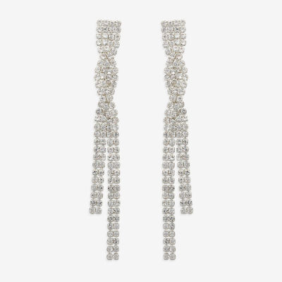 Bijoux Bar Silver Tone Womens Glass Drop Earrings