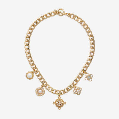 Bijoux Bar Gold Tone Womens 17 Inch Collar Necklace