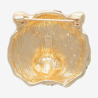 Bijoux Bar Gold Tone Tiger Glass Brooch