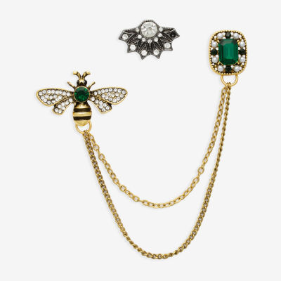 Bijoux Bar Gold Tone Bee Multi Color Glass Pin