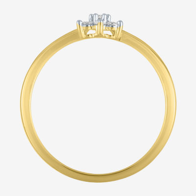 (Gh / Si2 I1) Womens 1/6 CT. T.W. Lab Grown White Diamond 10K Gold Flower Delicate Stackable Ring