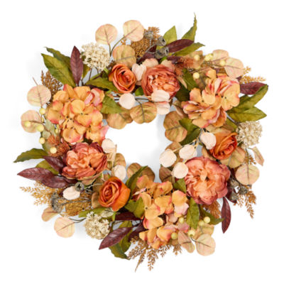 Linden Street Orange Rose Wreath