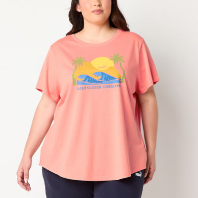 PUMA Plus Womens Crew Neck Short Sleeve Graphic T-Shirt