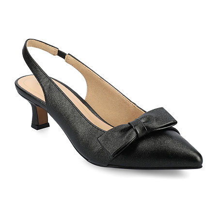 Journee Collection Paloma Womens Pointed Closed Toe Kitten Heel Pumps, 11 Medium, Black