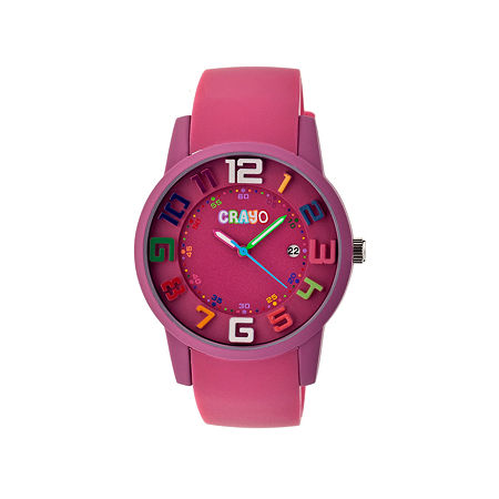 Crayo Women's Festival Fuchsia Silicone-Band Watch with Date Cracr2005, One Size