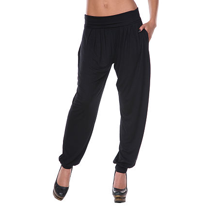 White Mark Harem Womens Mid Rise Jogger Pant, Small, Black