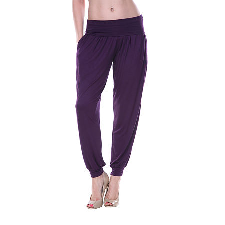 White Mark Harem Womens Mid Rise Jogger Pant, Small, Purple