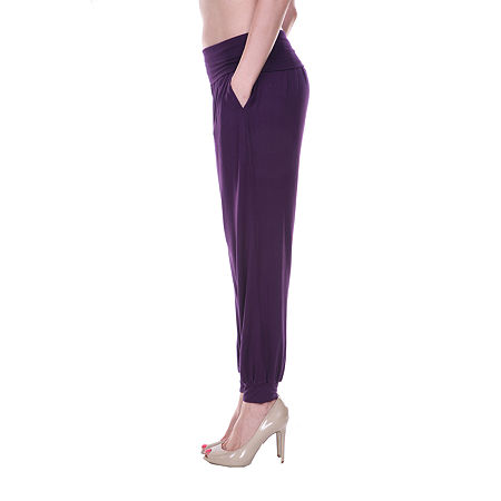 White Mark Harem Womens Mid Rise Jogger Pant, Small, Purple