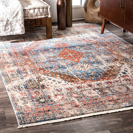 NuLoom Farley Medallion Fringe Rectangular Rug, One Size, Blue