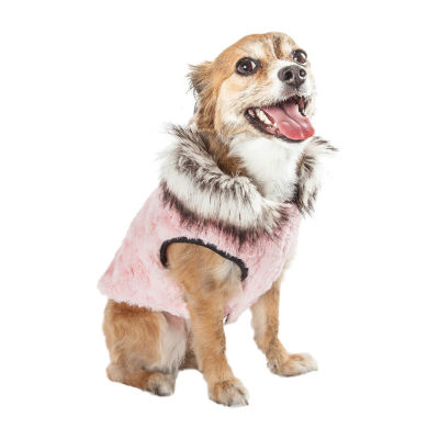 Pet Life ® Luxe 'Pinkachew' Charming Designer Mink Fur Dog Coat Jacket