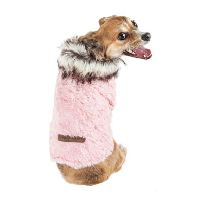 Pet Life ® Luxe 'Pinkachew' Charming Designer Mink Fur Dog Coat Jacket