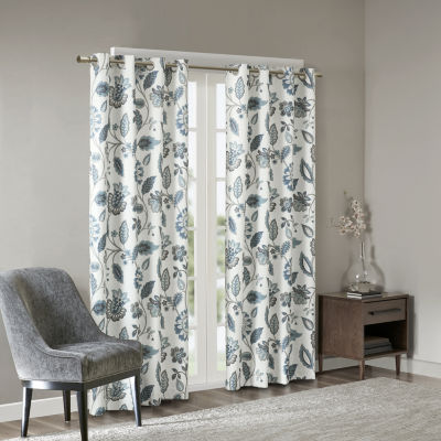 Madison Park Laurel Floral Grommet Top Energy Saving Light-Filtering Single Curtain Panel