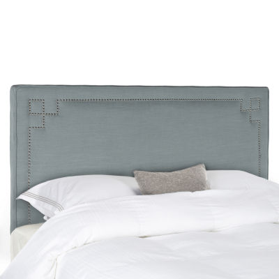 Remington Upholstered Tufted Nailhead Trim Headboard, Color Sky Blue