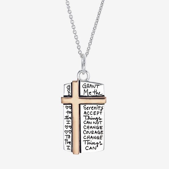 Footnotes Faith Sterling Silver 16 Inch Link Cross Pendant Necklace