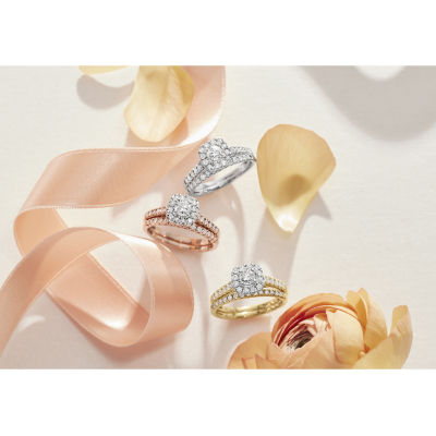 1 CT.T.W. Natural Diamond Cushion Halo Bridal Set in 10K or 14K Gold