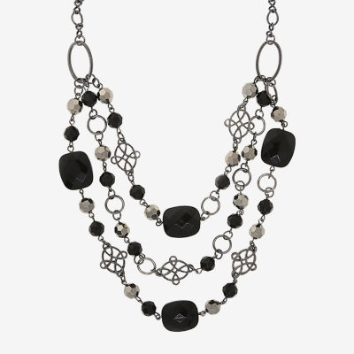 1928 Black-Tone Womens Black 18 Inch Beaded Necklace