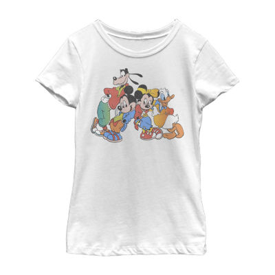 Disney Little & Big Kid Girls Crew Neck Short Sleeve Slim Fit Mickey and Friends Graphic T-Shirt