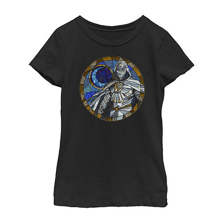 Little & Big Girls Moon Knight Crew Neck Short Sleeve Marvel Graphic T-Shirt, Large, Black