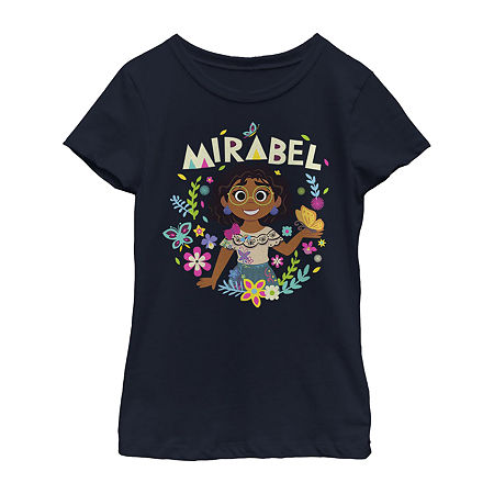 Little & Big Girls Disney Encanto Crew Neck Short Sleeve Encanto Graphic T-Shirt, Small, Blue