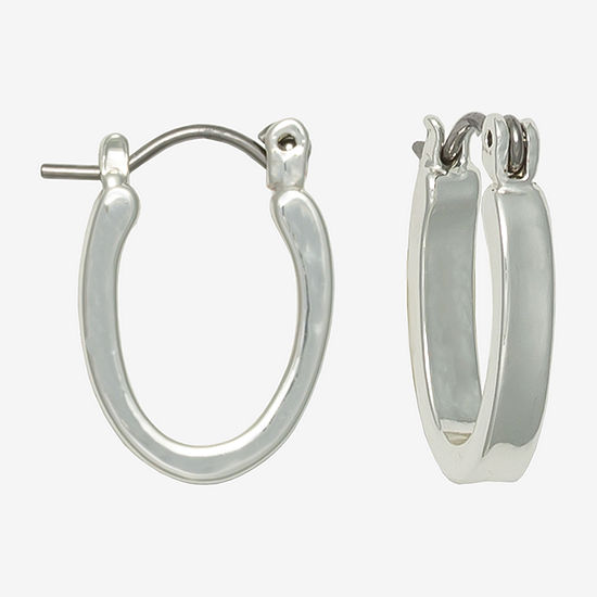 Mixit Silver Tone Oval Hoop Earrings