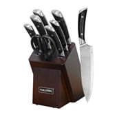 8-Piece Japanese Steel Knife Block Set with Built in Sharpener – Anolon