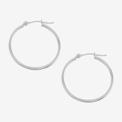 Womens 14K White Gold 30mm Hoop Earrings