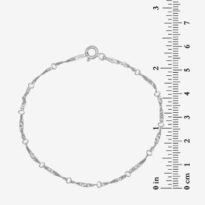 Made in Italy Womens Sterling Silver 7.5 Inch Solid Singapore Chain Bracelet