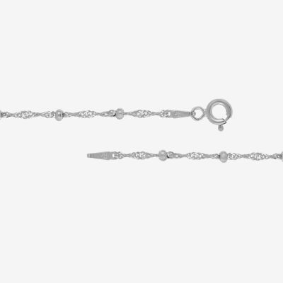 Made in Italy Womens Sterling Silver 7.5 Inch Solid Singapore Chain Bracelet
