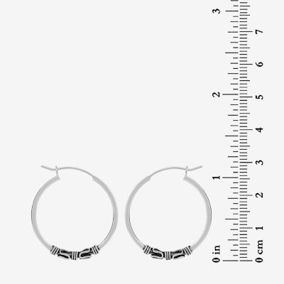 Womens Sterling Silver 25.4mm Hoop Earrings