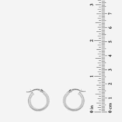 Sterling Silver Rhodium Plated Glitter Hoop Earring Set